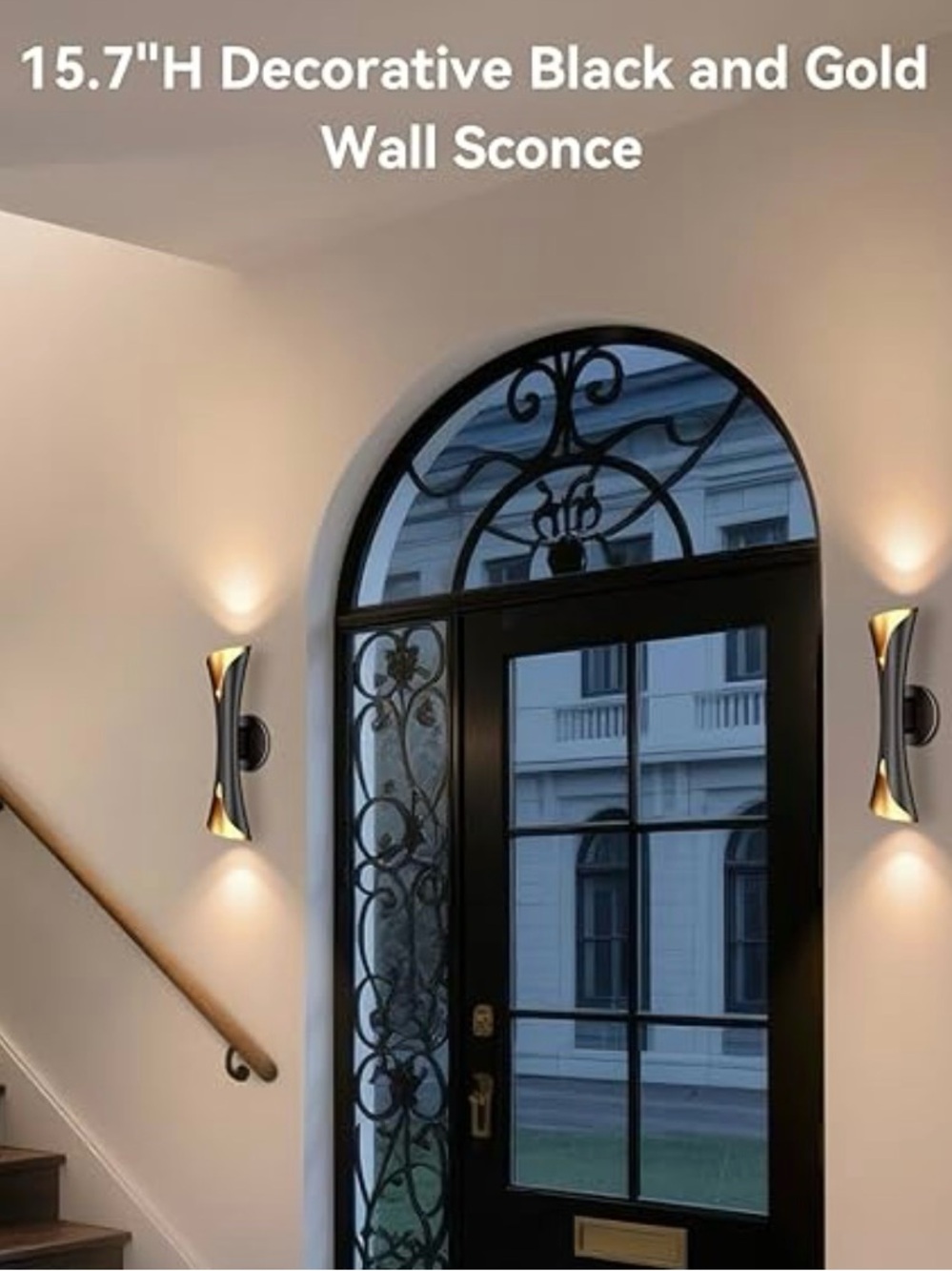 NIB PAIR Wall Sconces Dimmable Black Gold Sconce Lights Hardwired Modern Indoor - Picture 2 of 11